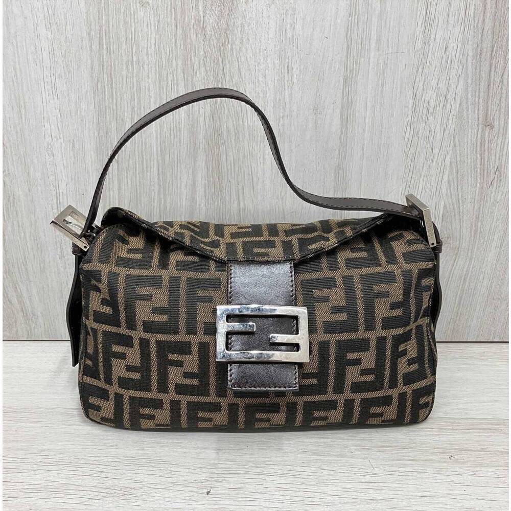 Fendi Zucca Hobo Bag Mamma Bucket Brown Canvas